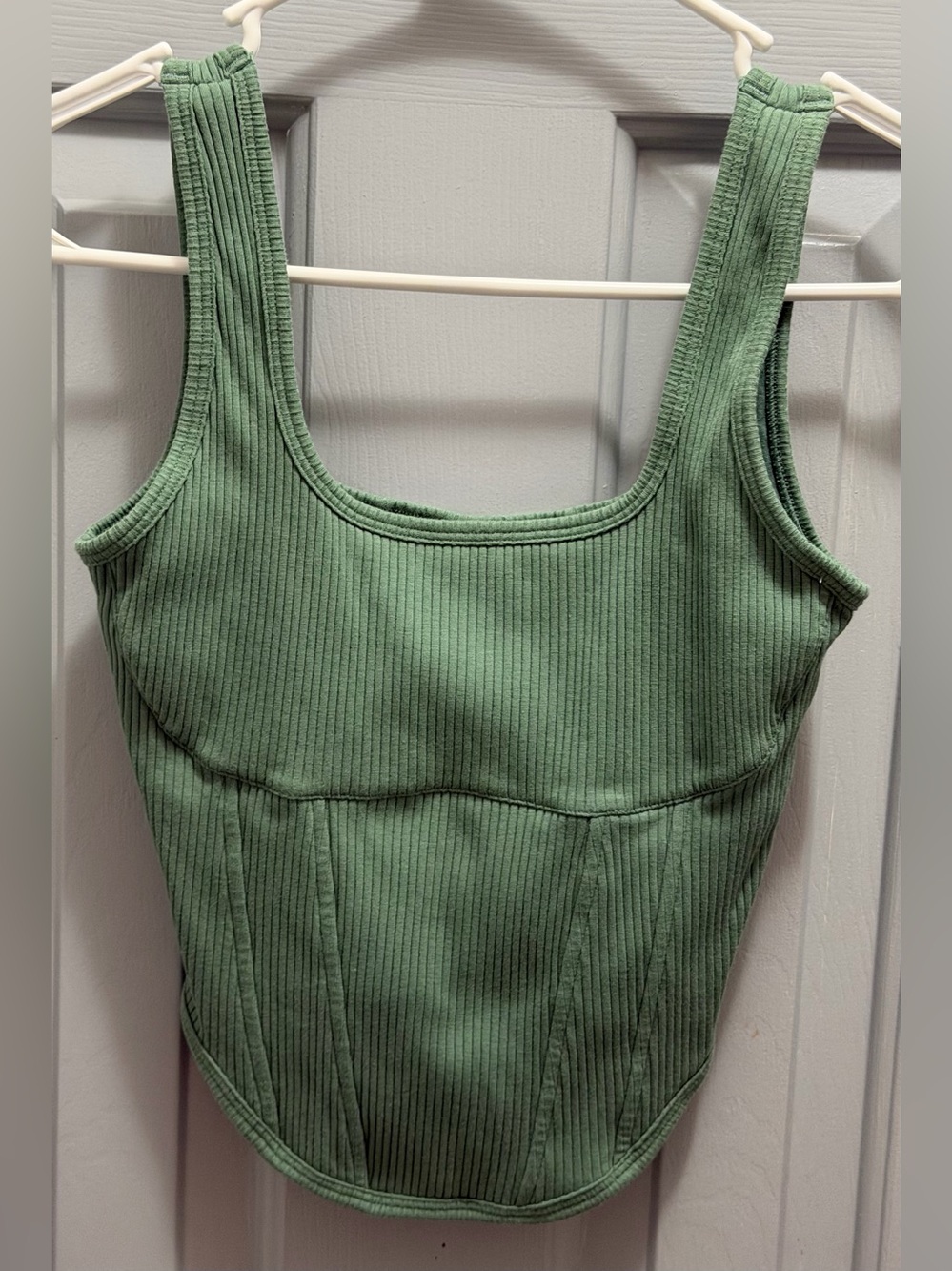 PINK Victoria's Secret Ribbed Corset Tank Top Bralette Sage Green Size Medium
